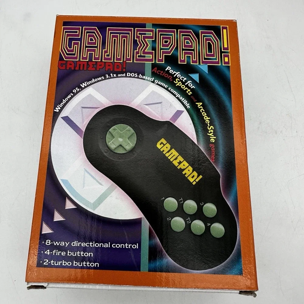 VGT PC Gamepad Controller 15-Pin Gameport Windows 95 3.1x DOS 8-Way 4-Button NEW
